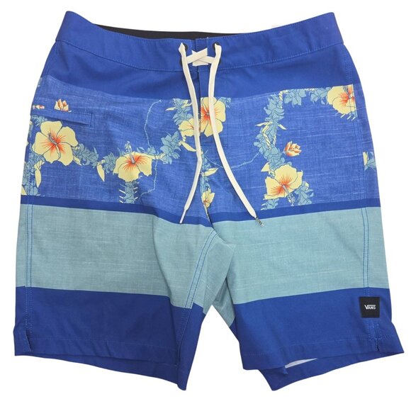 Vans Mens Blue Quick-Dry Swimwear Hibiscus Floral Board Shorts 30 - Picture 1 of 9